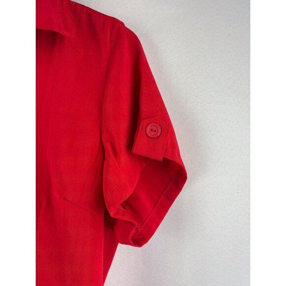 Compliments Womens Red Short Sleeve Button-Up Blouse Size M 50% Polyamide & 50% - Picture 3 of 4